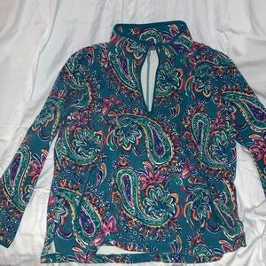 Talbots Teal and Pink Paisley Blouse